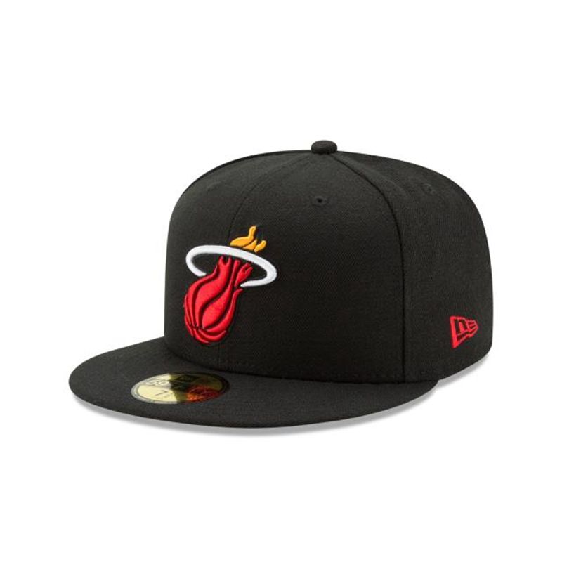 NBA Miami Heat Team Color 59Fifty Fitted (BCL3718) - Black New Era Caps